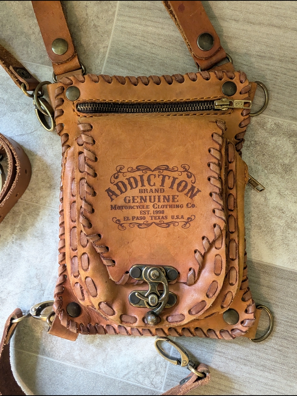 Addiction Leather Biker Hip Bag, Biker Chick Side Waist Bag